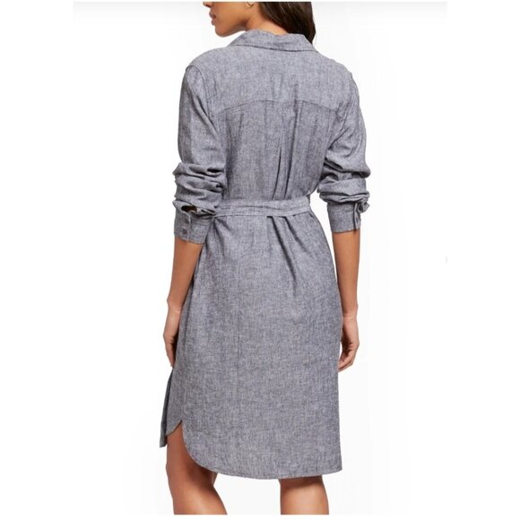 New York & Company Soho Womens Gray Long-Sleeve Button-Down Shirtdress Medium - Picture 2 of 16